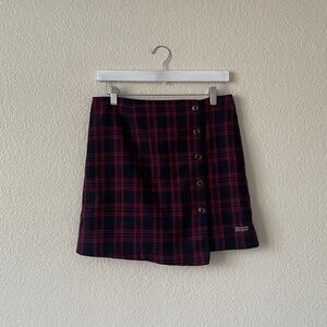 Whoau California Mini Skirt Preppy Plaid Side Button